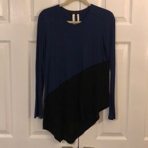Bcbg blue and black long sleeve top